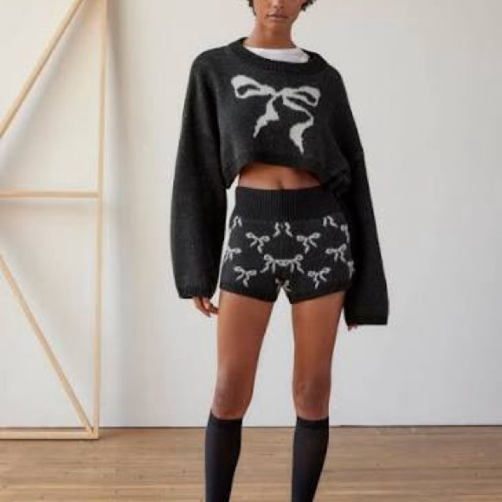 Urban Outfitters Out From Under Cropped Fuzzy Bow Sweater
